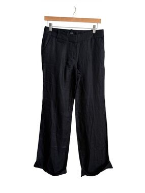 J.Crew Women's Black 100% Linen Wide Leg Trousers Pants Size 2